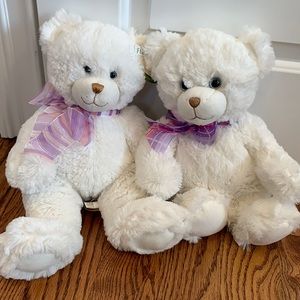 First & Main Plush Stuffed White Dena Bears